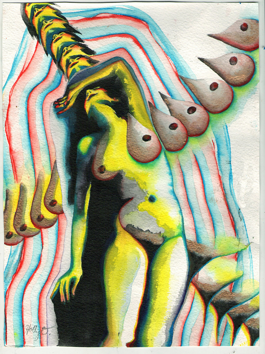 3D Sensation, 12x10 2019 <br>watercolor, ink on paper